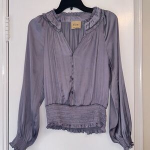 Purple silky long sleeve blouse